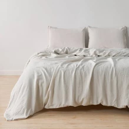 Great Bay Home 100% European Flax Linen Duvet Cover Set