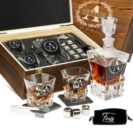 Frolk Personalized Whiskey Decanter with Stones Set