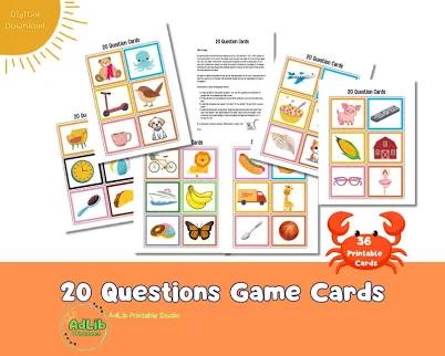 Printable 20 Questions Game Cards