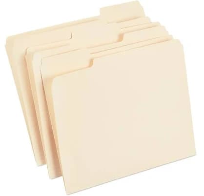 Staples File Folders Letter Size Manila 1/3 Cut Tab 100 Pack