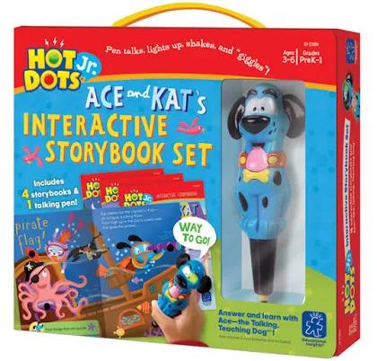 Educational Insights Hot Dots Jr. Interactive Storybooks 4-Book Set plus Ace Pen