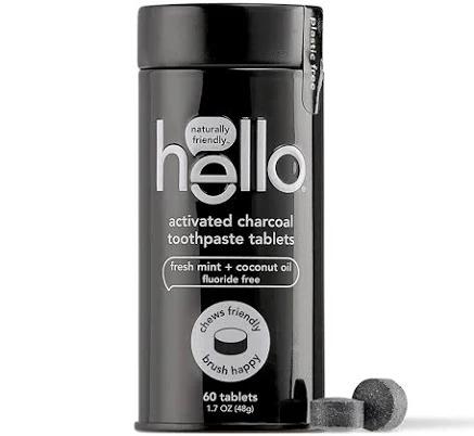 Hello Activated Charcoal Teeth Whitening Eco Friendly Travel Toothpaste Tablets