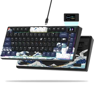 XVX Womier S-K80 75% Keyboard with Color Multimedia Display Mechanical Gaming Keyboard, Wired Hot Swappable Gasket Mount RGB Custom Keyboard,