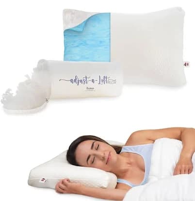 Adjust-A-Loft Fiber Adjustable Comfort Pillow with Cooling Memory Foam Insert, Standard/Full