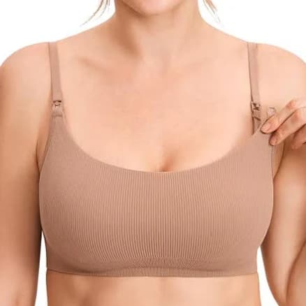 MOMANDA Women's Ribbed Scoop Nursing Bralette
