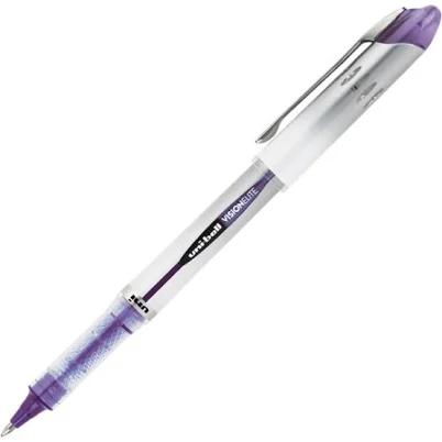 uni-ball Vision Elite Rollerball Pen, 0.8 mm, Light Gray Barrel, Purple Ink