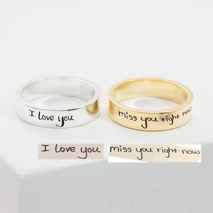 Custom Engraved Handwriting Ring Holiday Gifts Caitlyn Minimalist Gold / US