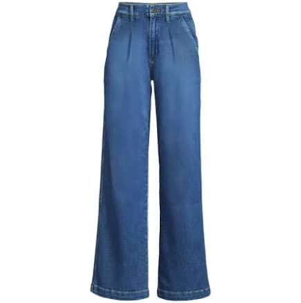 Lands' End Women's High-Rise Pleated Soft Denim Trousers