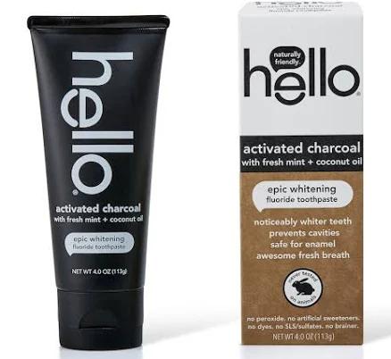 Hello Activated Charcoal Fluoride Whitening Toothpaste