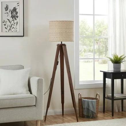 Better Homes & Gardens 60 inch Wooden Tripod Floor Lamp with Bulb