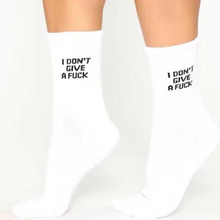 Fashion Nova Women's I Don't Give A Fuck Socks