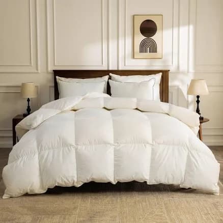 BPC Organic Down Feather Fibers Comforter King Size, Fluffy Duvet Insert for All-Season with 100% Cotton Cover and Puffy Feather Down Fibers Filling