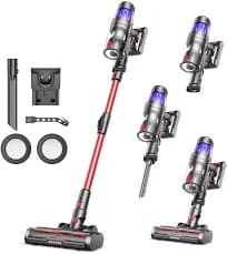 Ultenic Cordless Vacuum Cleaner, 550W/50Kpa, 60Mins Runtime, 180°Bendable Wand, Anti-Tangle Brush, Stick Vacuum Cordless with Charging Dock,