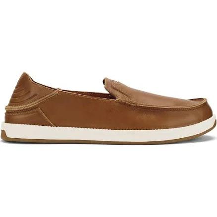 Olukai Men's Kakaha Nia Leather Slip-On Loafers with Arch Support