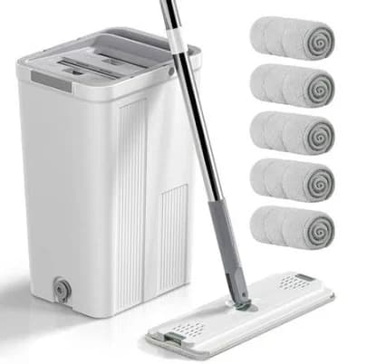 Hands Free Flat Floor Mop and Bucket Set