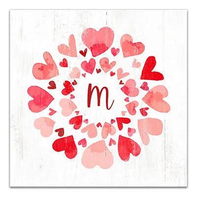 Kirkland's Home Personalized Monogram Hearts Canvas Wall Plaque