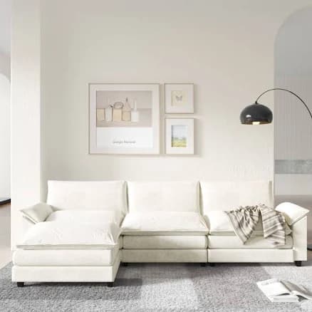 Wade Logan Arlynda 4 - Piece L-Shaped Upholstered Sectional Sofa Couch