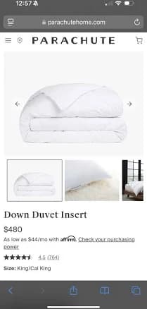 Parachute Home Lightweight King Down Duvet Insert