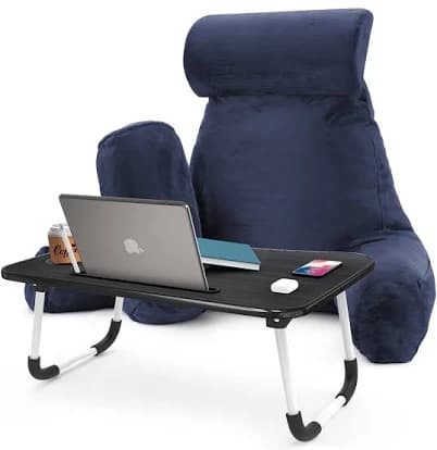 Nestl Reading Pillow with Portable Laptop Lap Desk Velvet Feel Back Pillow for Sitting in Bed