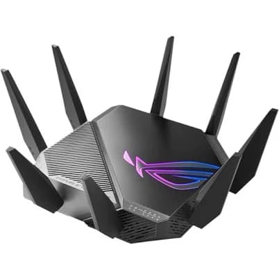 Asus ROG Rapture GT-AXE11000 Tri-Band Wi-Fi 6E Gaming Router, 11Gbps Speed, 6GHz Band, 2.5G WAN/LAN Port, Quad-Core Processor, Gray | 90IG06E0-MA1R1T