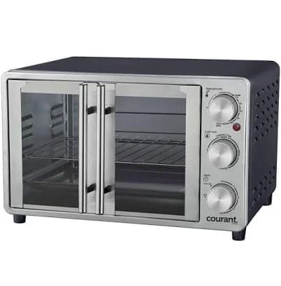 1500 W 6-Slices Gray Stainless Steel French Door Convection Toaster Oven Broiler Bake Broil