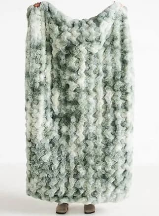 Anthropologie Luxe Faux Fur Throw Blanket