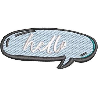 e4Hats Hello Talk Bubble Mascot Digitized Embroidery Design