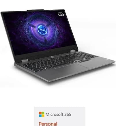 Lenovo 15.6" LOQ 15IRX9 Gaming Laptop Kit with Microsoft 365 Personal 1-User, 1-Year License (Luna Gray)