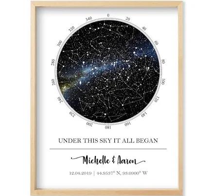 Custom Star Map - Personalized Star Map (Multiple Sizes - Unframed Star Prints, Star Constellation Map Wall Art, Great Gift - Special Occasion,