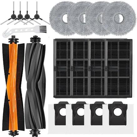 Rinakou Accessories Kit Compatible with Dreame X30 Ultra Robot,2 Main Brush,4 Side Brushes,4 Mop Pads,4 Hepa Filters,4 Dust Bags,1 Cleaning Tool