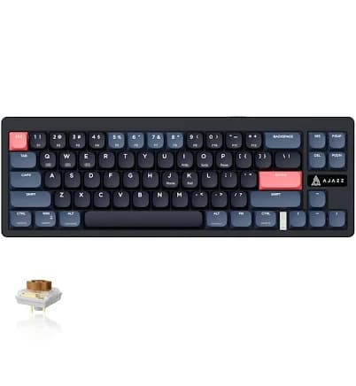 AJAZZ AKL680 65% Wireless 2.4G/Bluetooth 5.1 Low Profile Mechanical Keyboard, only 0.9inch Ultrathin & 0.99lb Lightweight Compact Office Keyboard