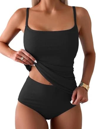 Women's Two Piece Tankini Swimsuit with Tummy Control