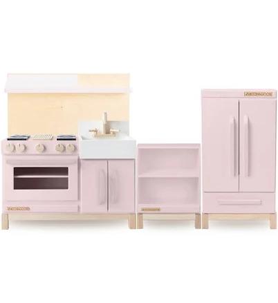 Wooden Play Kitchen Set, Essential | 4-Piece | Pink | Baltic Birch and Maple | Non-toxic | Made in the USA | Milton & Goose