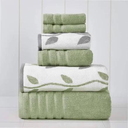 Modern Threads 6-Piece Yarn Dyed Organic Vines Towel Set