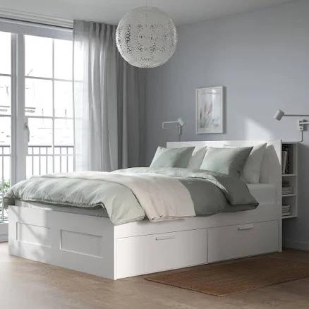 IKEA BRIMNES Bed Frame with Storage and Headboard