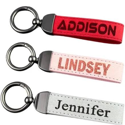 Personalized Leather Keychain Customize with Name Monogram Logo or Text University Emblem Christmas Gift For Women and Men Customized Leather