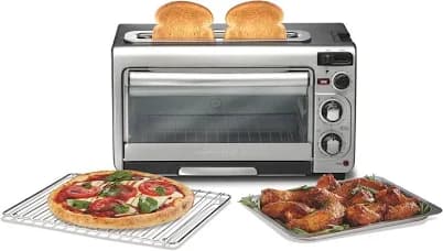 Hamilton Beach 2-In-1 Countertop Toaster Oven and Long Slot 2 Slice Toaster, 60 Minute Timer and Automatic Shut Off, Shade Selector, Stainless Steel (
