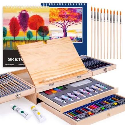 Color More 85 Piece Deluxe Wooden Art Supplies Art Kit