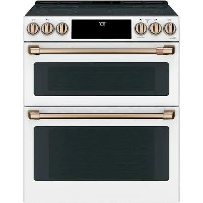 Cafe 30" Smart Slide-In Front-Control Radiant and Convection Double-Oven Range