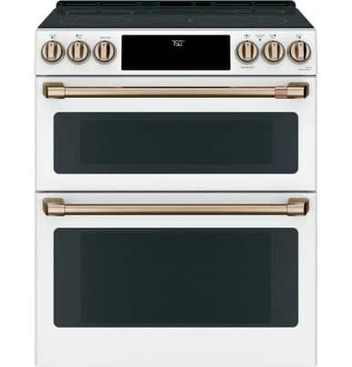 Cafe 30" Smart Slide-In Front-Control Radiant and Convection Double-Oven Range