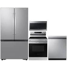 Samsung Samsung Smart Kitchen Appliance Collection: French Door Fridge, Dual Ice Maker, Dishwasher, Glass Top Electric Range, Over-the-Range Microwave