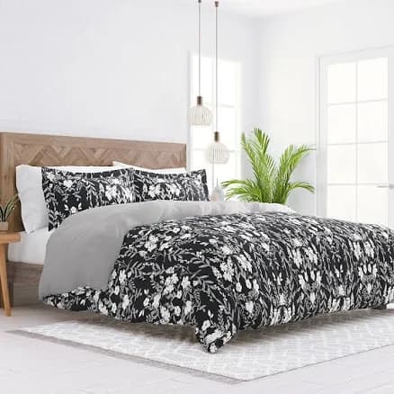 Home Collection Premium Ultra Soft Secret Garden Pattern Reversible Duvet Cover Set, Blue, King