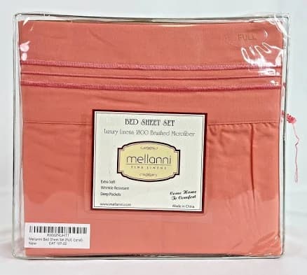 Mellanni Full Size Bed Sheet Set Linens - Brushed Microfiber - Coral