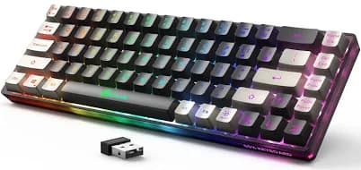 GEODMAER 65% Wireless Gaming Keyboard, Rechargeable Backlit Gaming Keyboard, 68 Keys Ultra-Compact Anti-ghosting No-Conflict Wireless Keyboard for