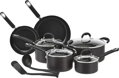 Amazon Basics Hard Anodized Non-stick 12-piece Cookware Set, 12 Piece,