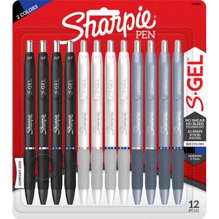 Sharpie S-Gel Fashion Barrel Gel Pens, Medium Point, 0.7 mm, Assorted Barrel, Assorted Ink, Pack Of 12 Pens