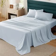 Bedsure Cotton Percale Twin Sheets Set - 100% Cotton Bed Set for Twin Size Bed, Breathable & Crirsp Soft Sheets, Deep Pocket Up to 16 Inches,