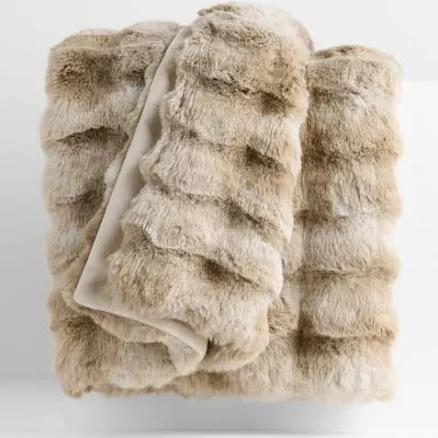 Crate & Barrel Textured Faux Fur Throw Blanket