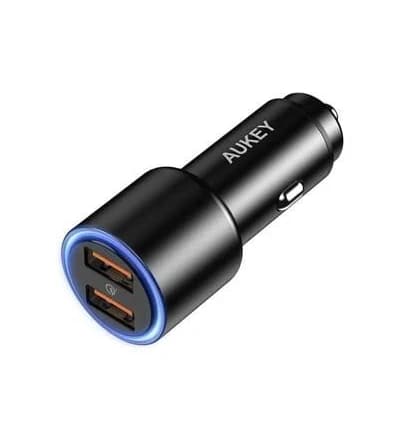 Aukey Car Charger Adapter 36W Metal Dual USB Fast