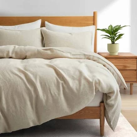 Peace Nest Luxurious Premium Flax Linen Cotton Duvet Cover and Pillow Sham Set Moisture-Wicking and Breathable